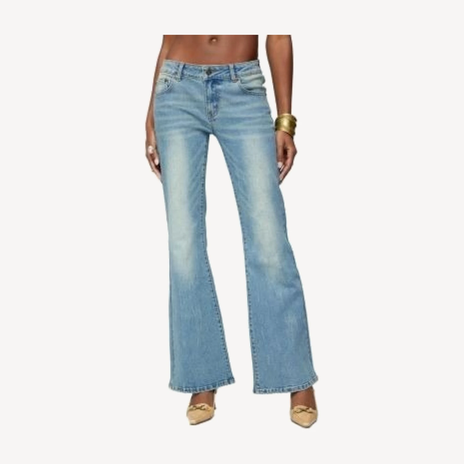 Edikted Jenni Washed Low Rise Flared Jeans