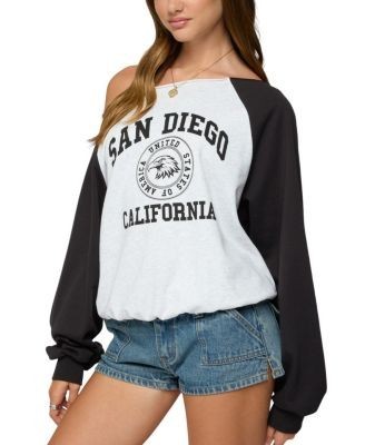 Edikted San Diego Off Shoulder Raglan Sweatshirt