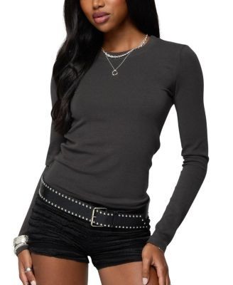 Edikted Daphne Ribbed Long Sleeve T Shirt