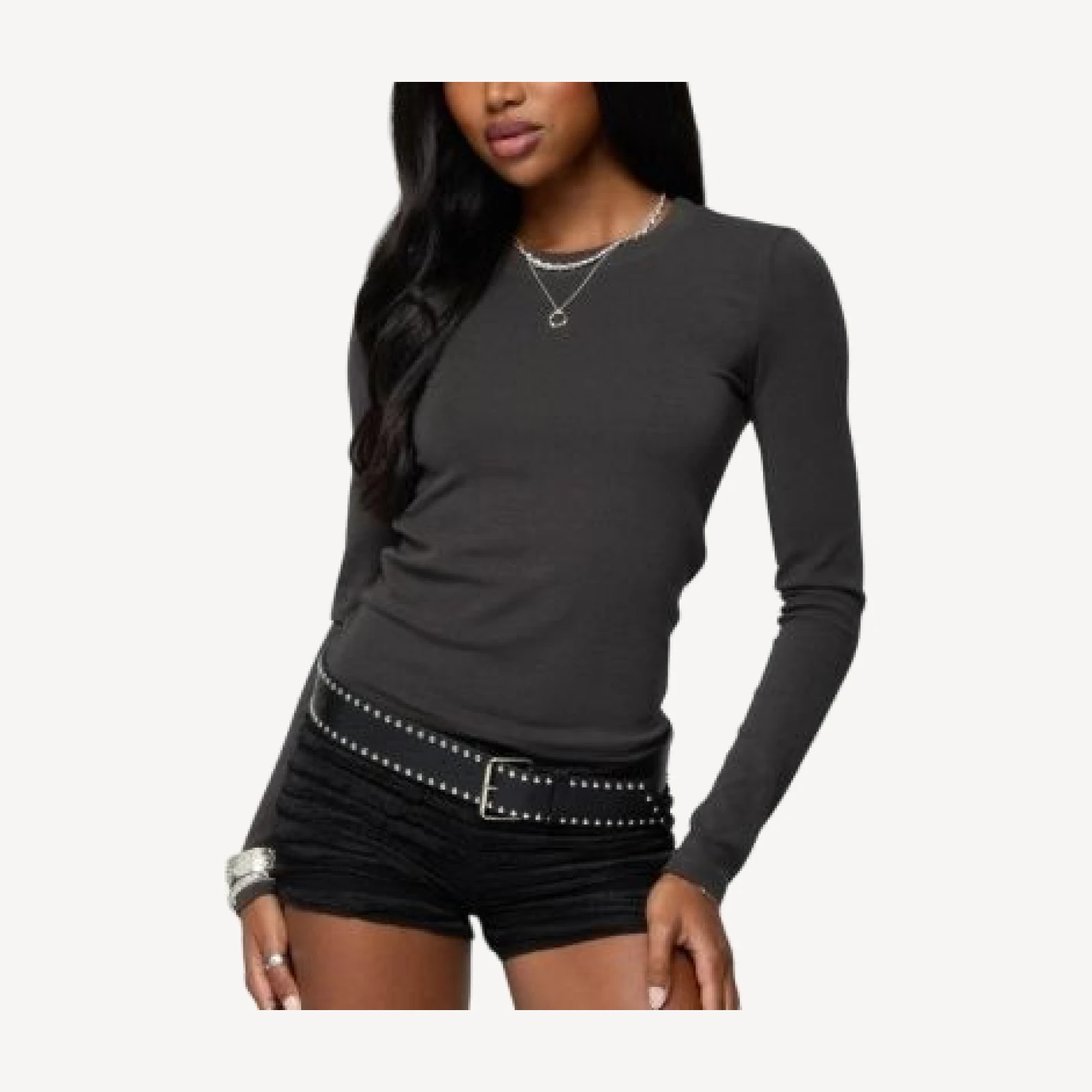Edikted Daphne Ribbed Long Sleeve T Shirt