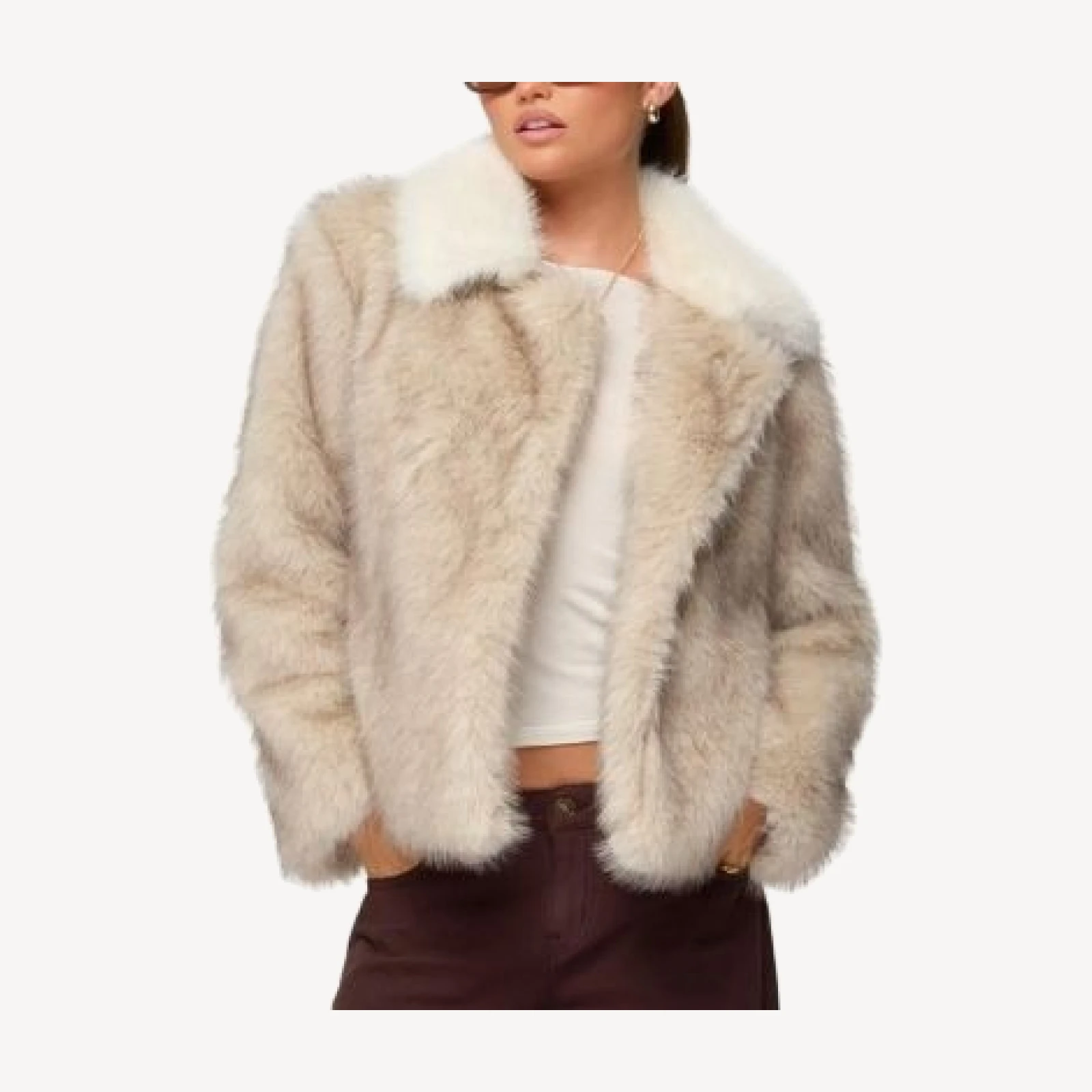 Edikted Contrast Collar Faux Fur Jacket