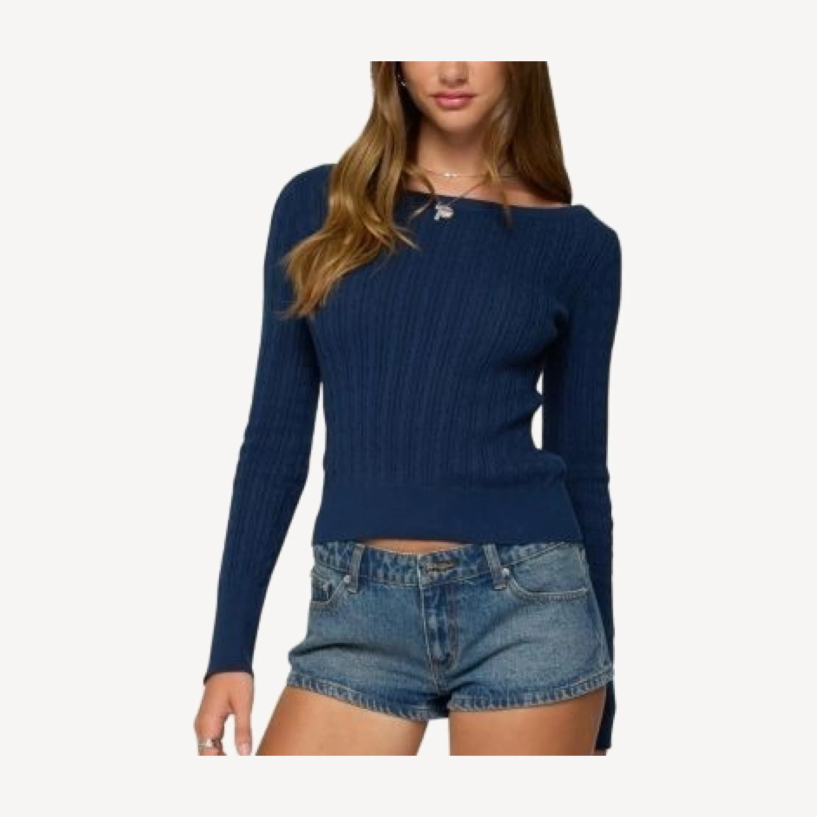 Edikted Larah Boat Neck Cable Knit Sweater