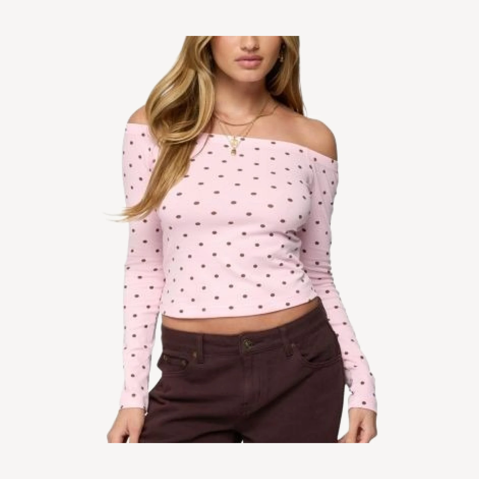 Edikted Leandra Off Shoulder Polka Dot Top