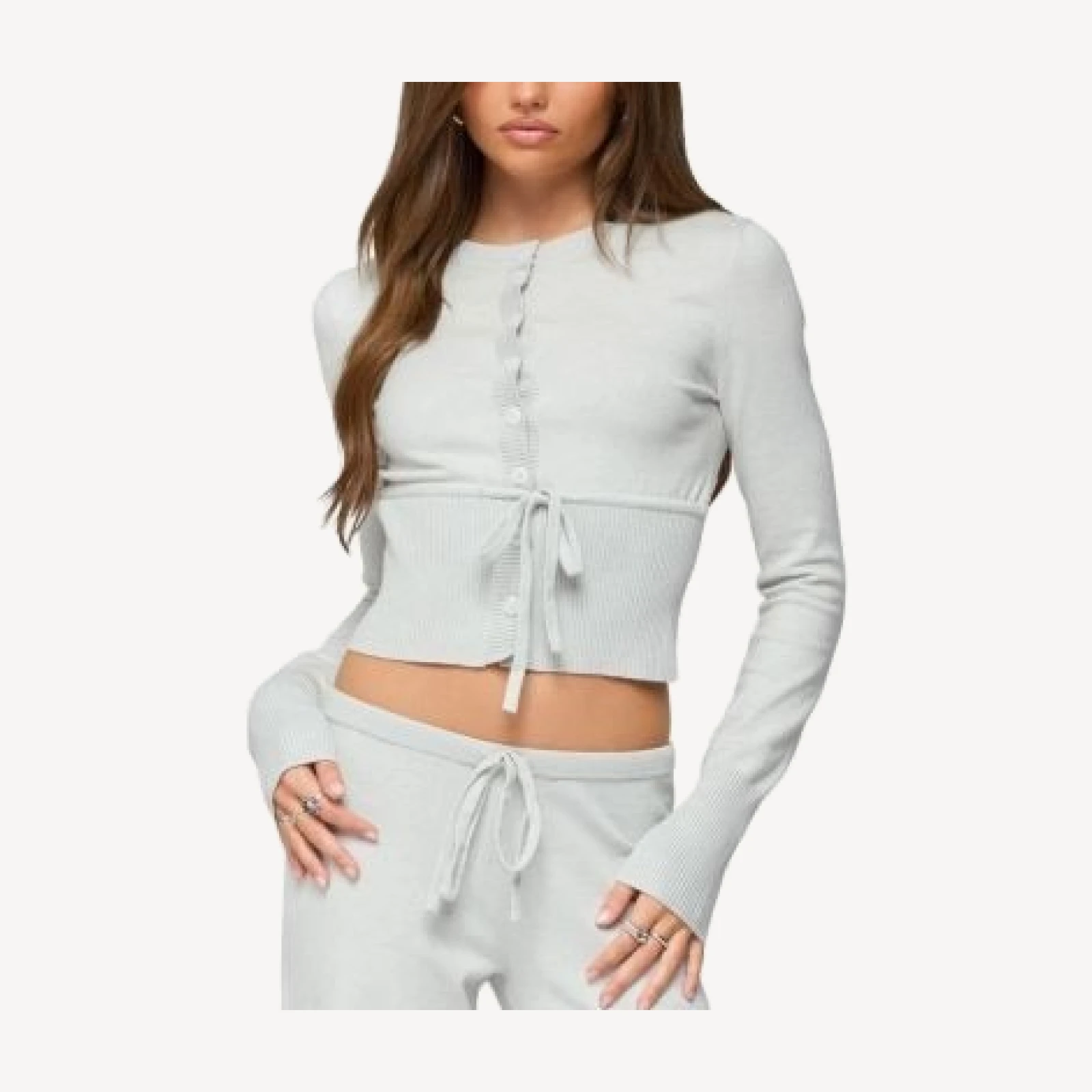 Edikted Embryn Button Up Knit Cardigan