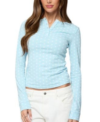 Edikted Keana Polka Dot Henley Top