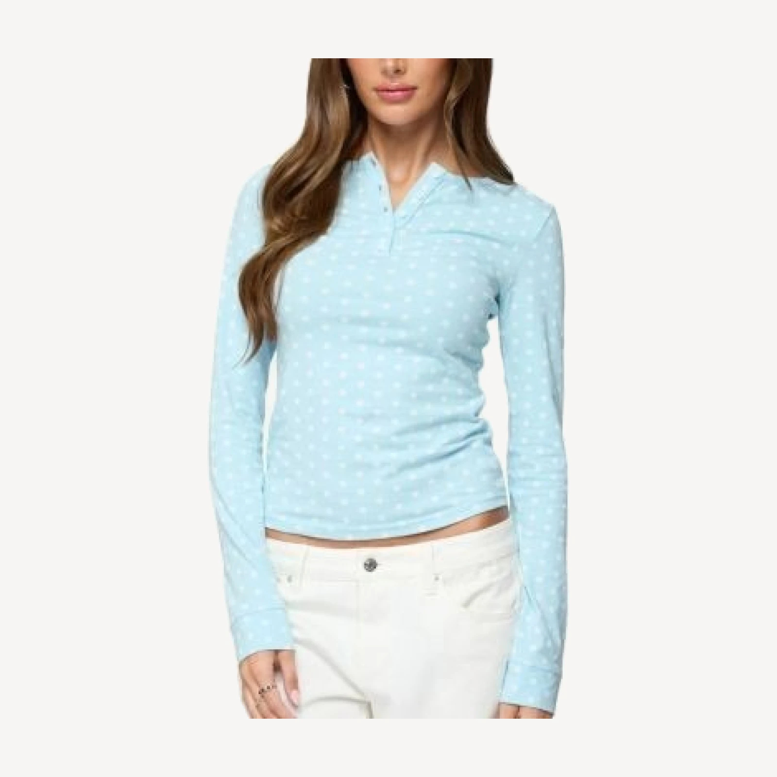 Edikted Keana Polka Dot Henley Top