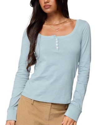 Edikted Steffey Scoop Neck Henley Top