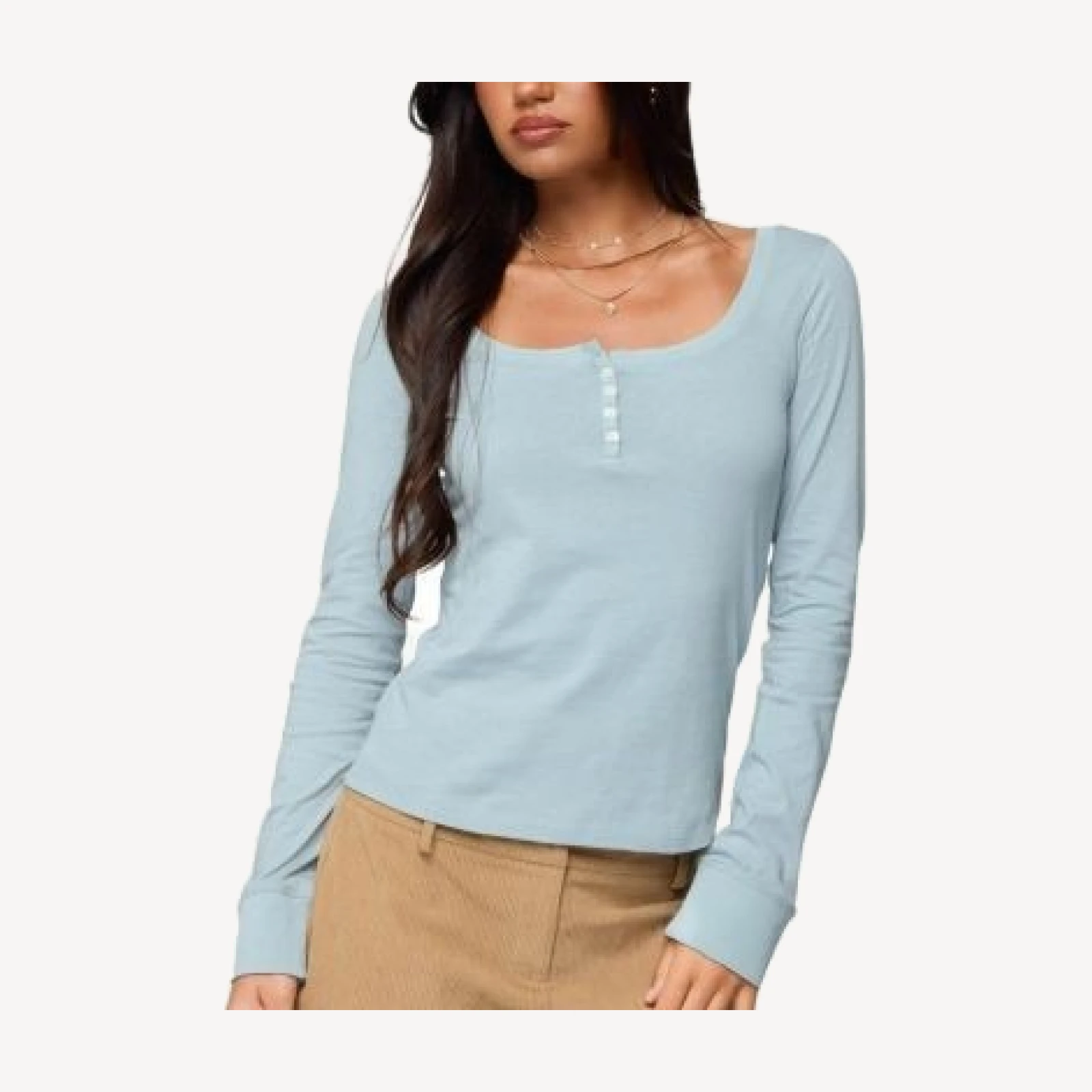 Edikted Steffey Scoop Neck Henley Top