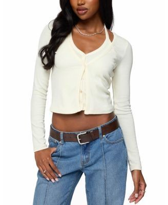 Edikted Cardigan & Halter Two Piece Knit Top