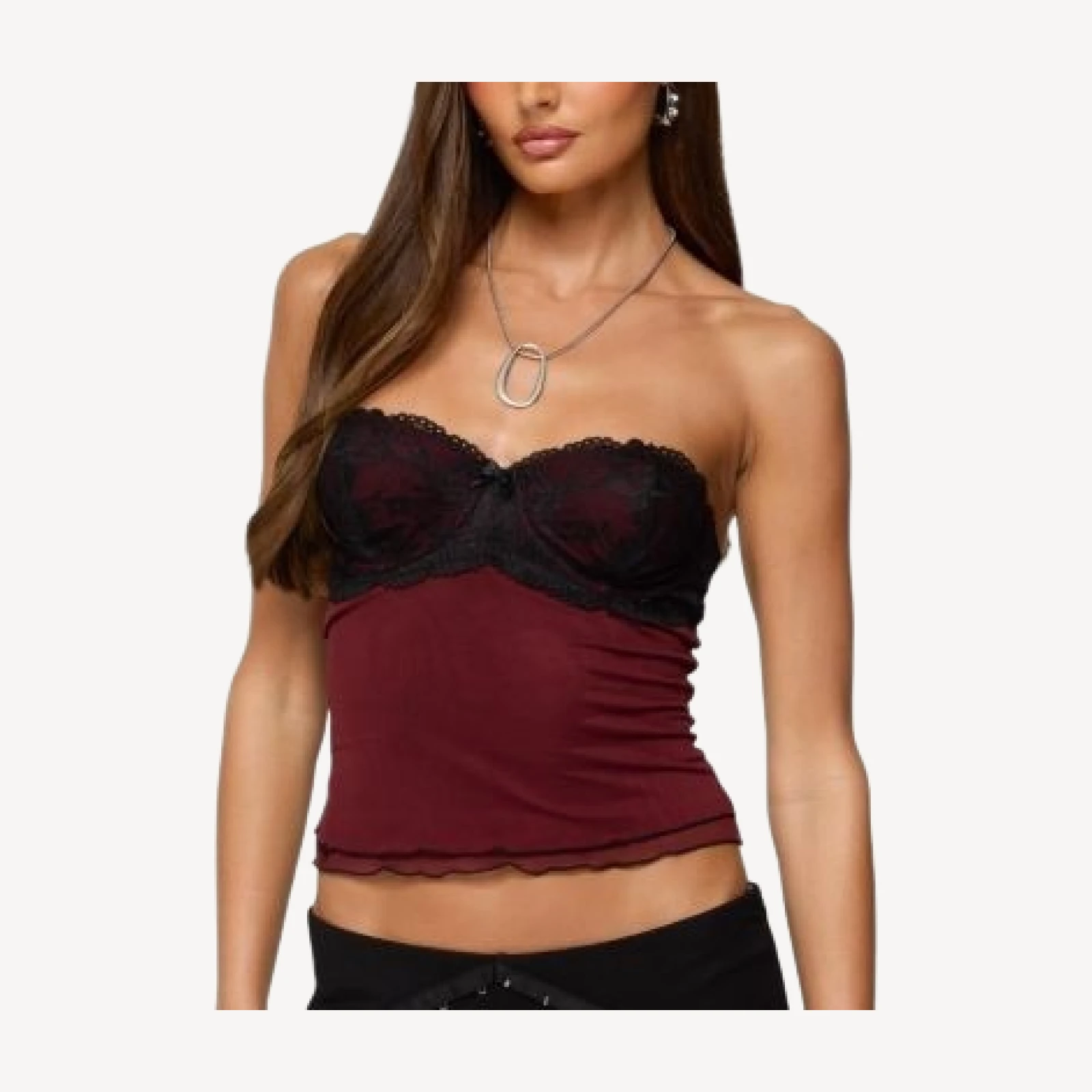 Edikted Contrast Lacey Mesh Bra Top