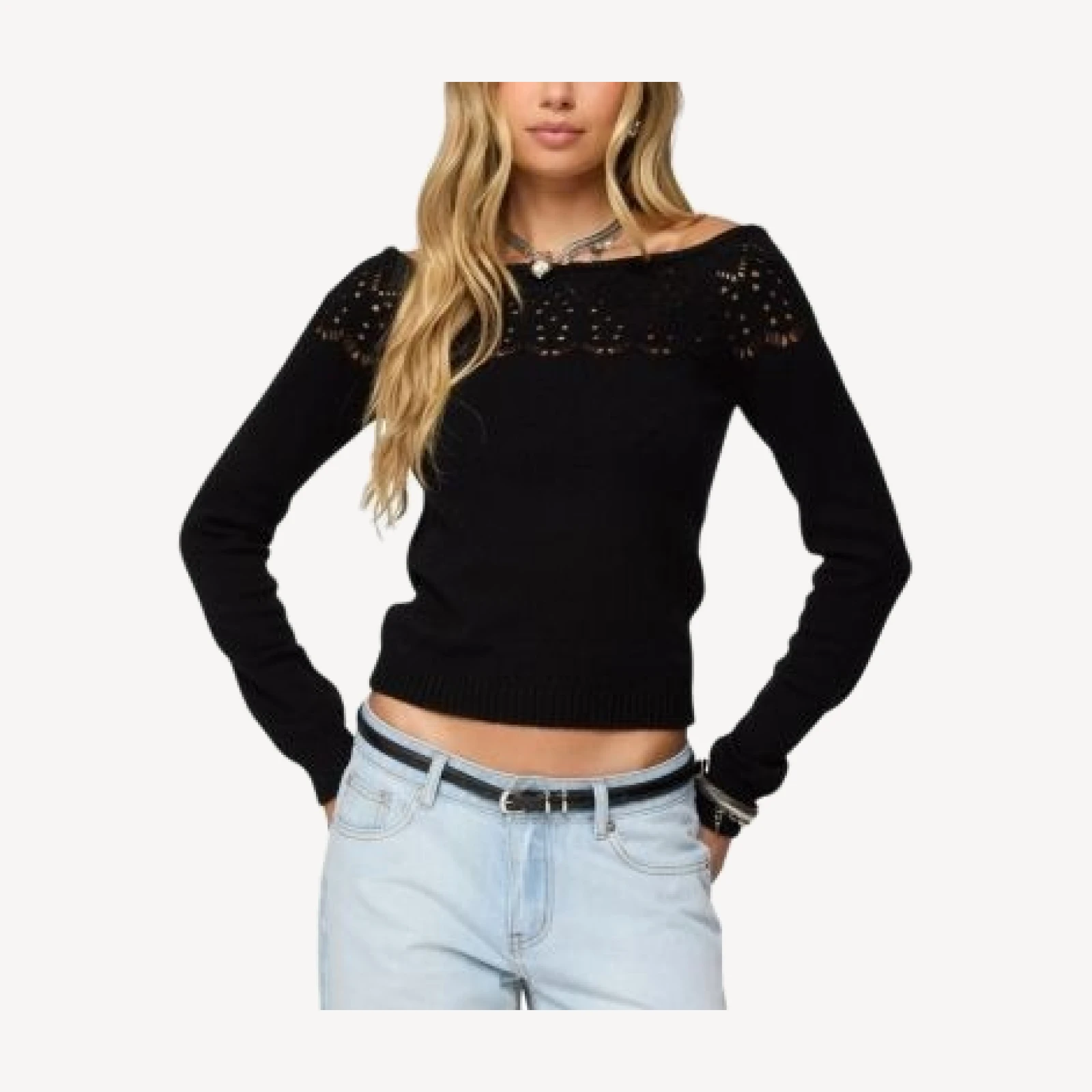 Edikted Lillis Boat Neck Knit Top