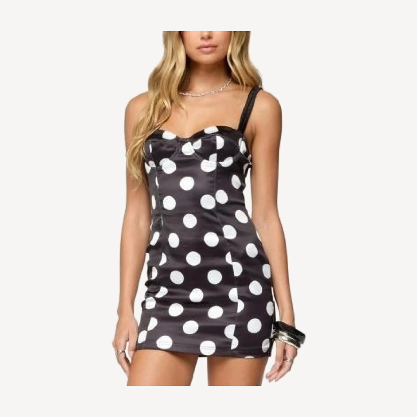 Edikted Polka Dot Cupped Satin Effect Mini Dress