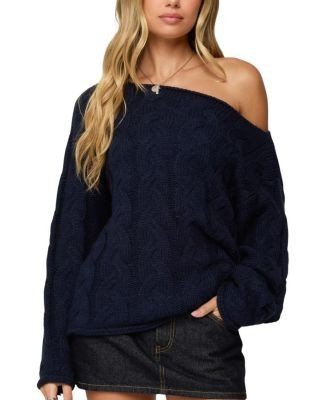 Edikted Nellie Off Shoulder Cable Knit Sweater