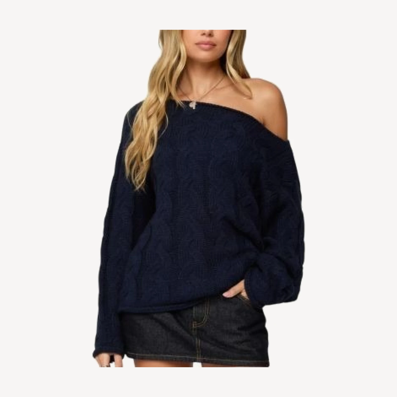Edikted Nellie Off Shoulder Cable Knit Sweater