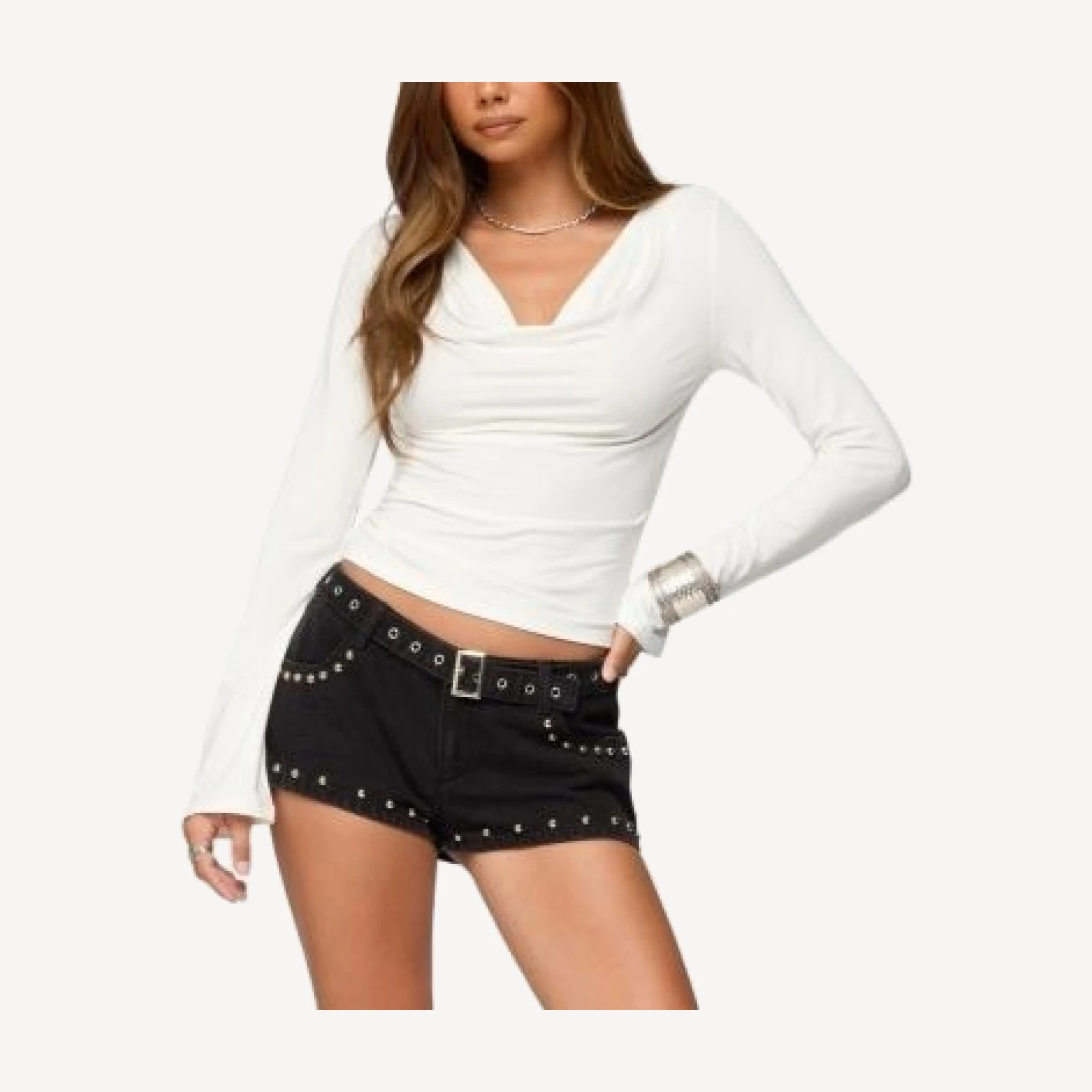 Edikted Marilla Cowl Neck Long Sleeve Top
