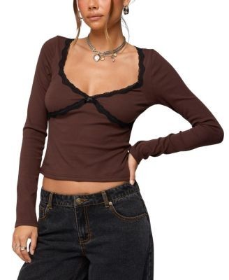 Edikted Porta Contrast Lacey Top