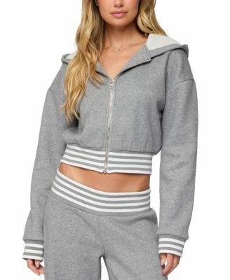 Edikted Eloura Stripey Zip Up Hoodie