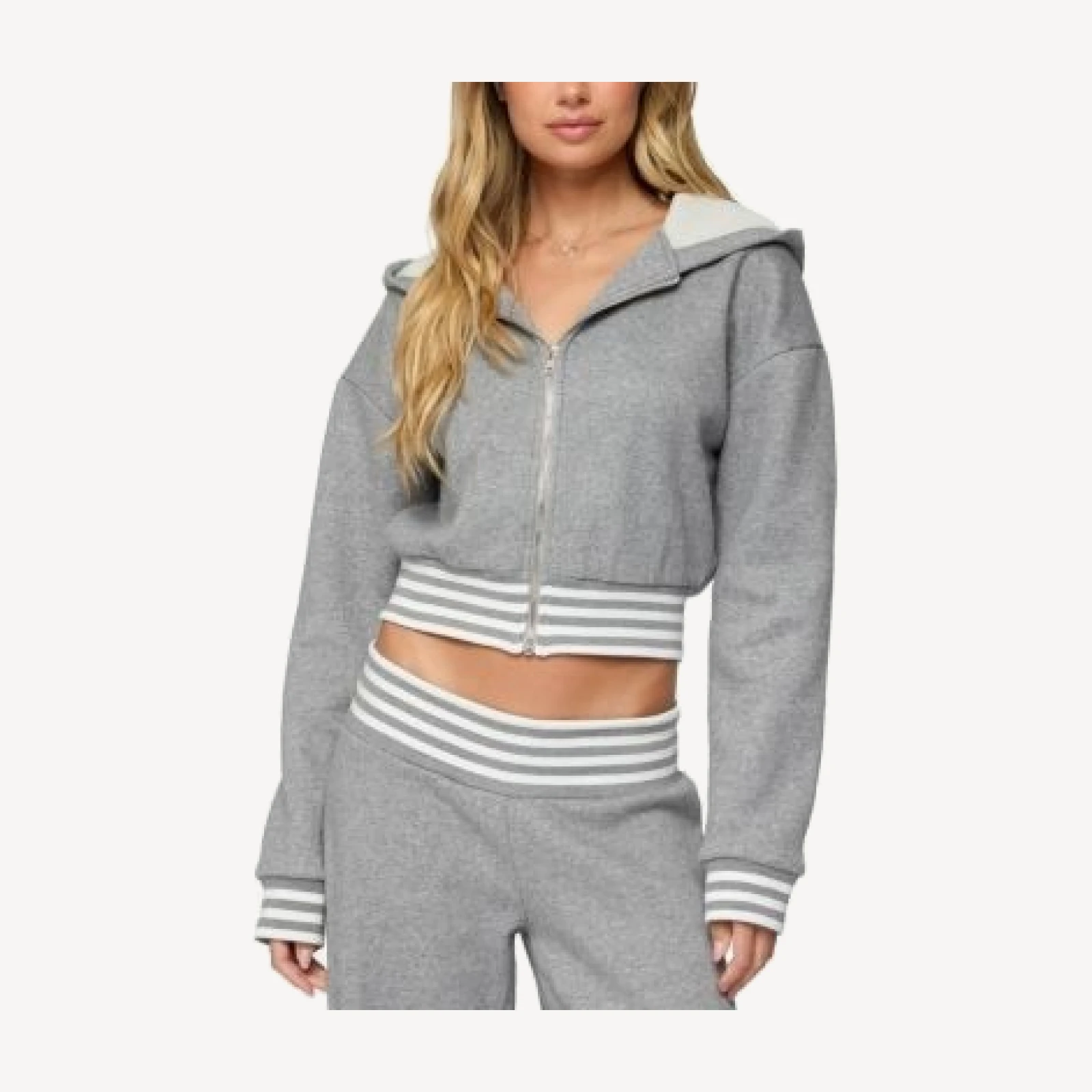 Edikted Eloura Stripey Zip Up Hoodie