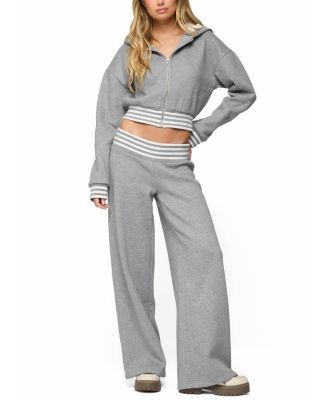 Edikted Eloura Stripey Zip Up Hoodie