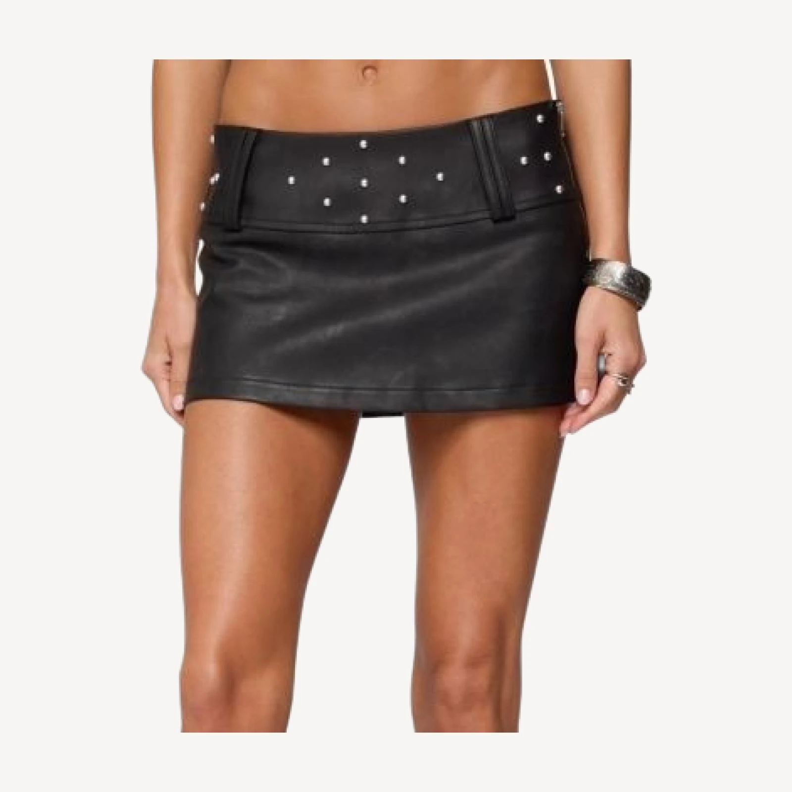 Edikted Luella Studded Faux Leather Mini Skort