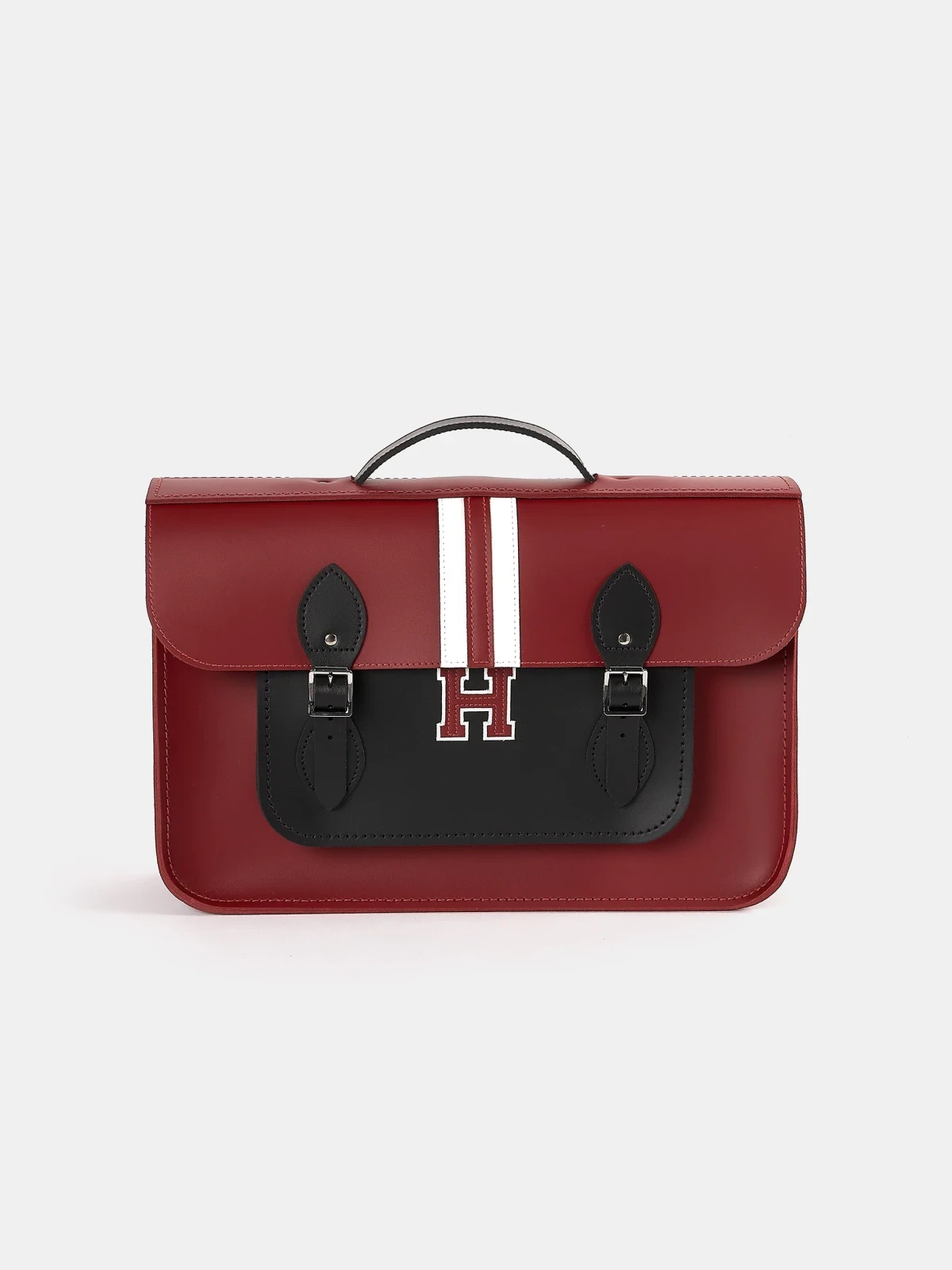 The 15 Inch Batchel - Red with Harvard Stripe