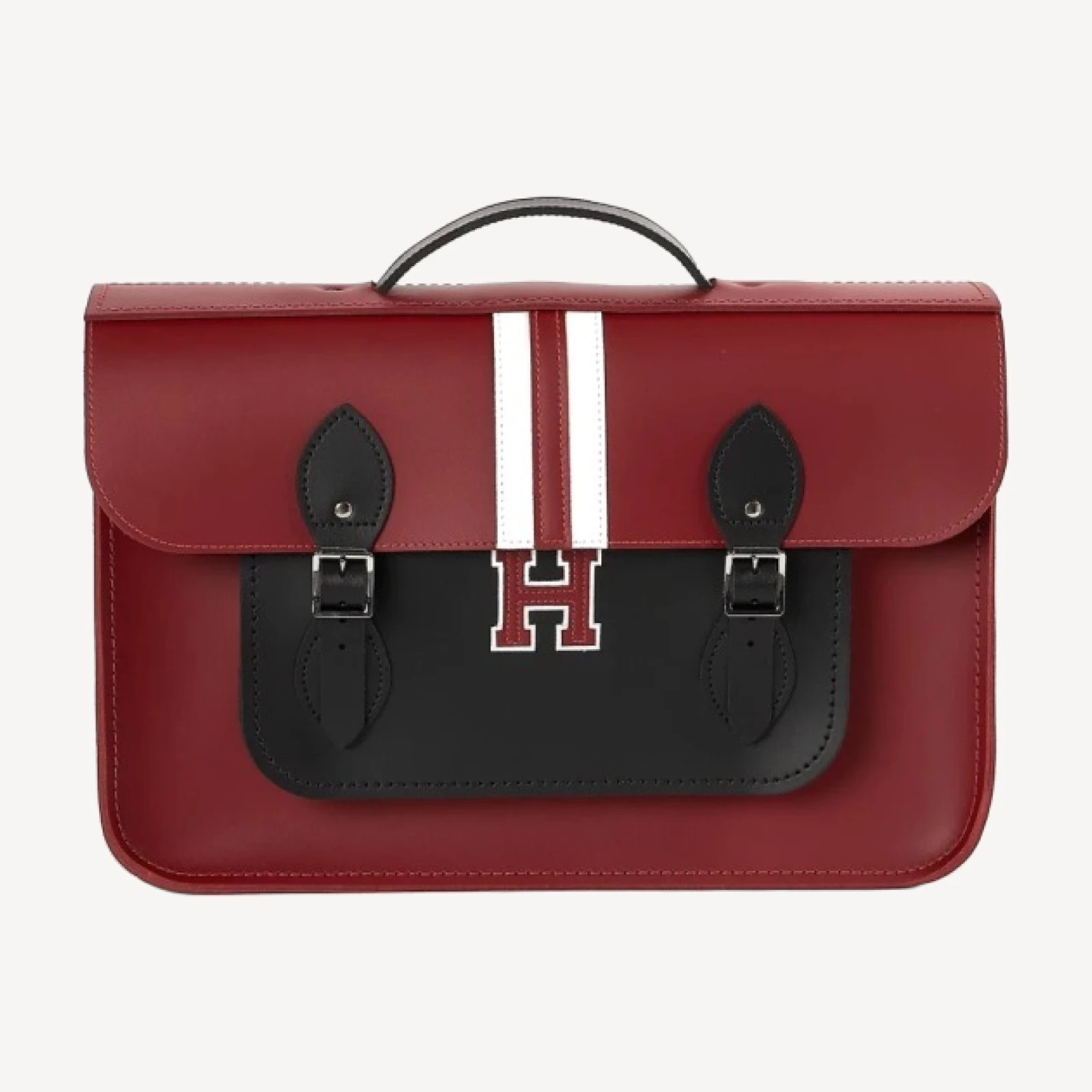 The 15 Inch Batchel - Red with Harvard Stripe