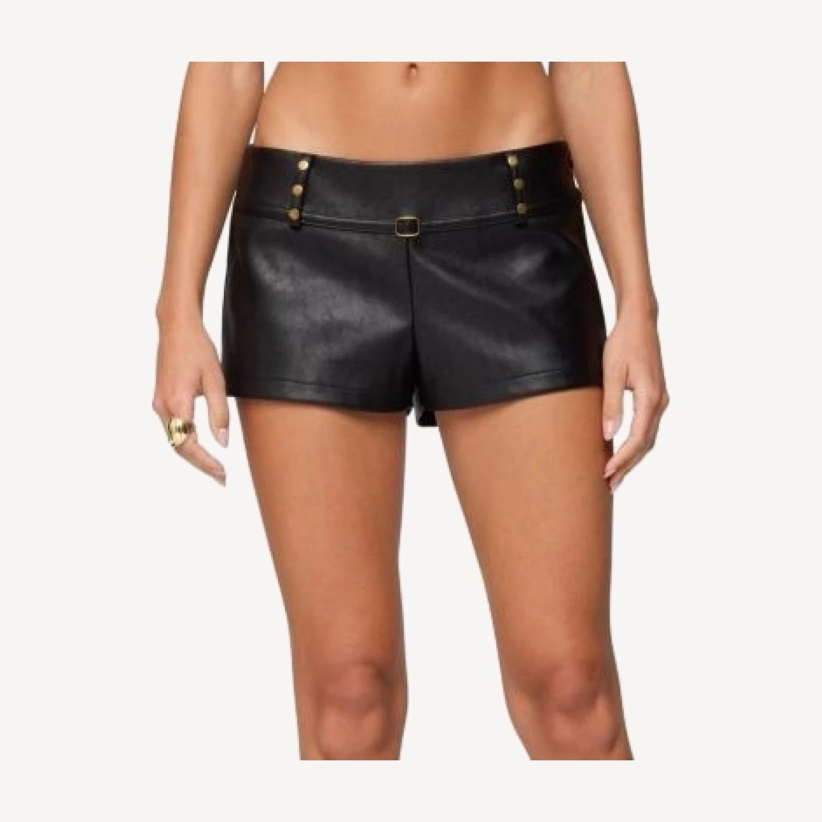 Edikted Reese Studded Faux Leather Micro Shorts
