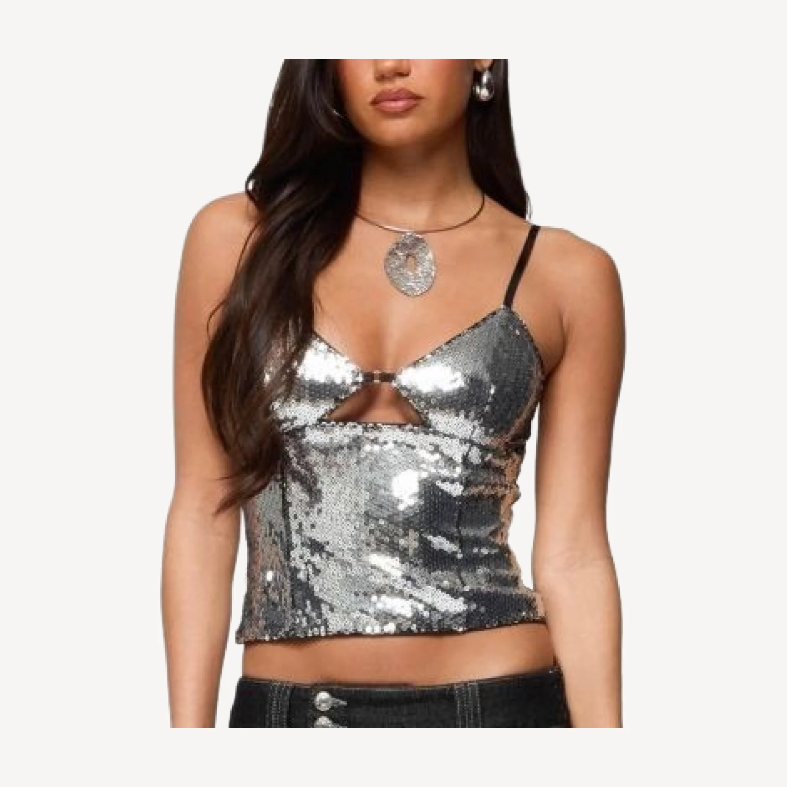 Edikted Rokko Cut Out Sequin Top
