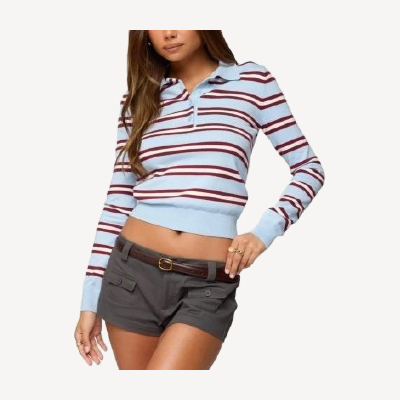 Edikted Brayden Striped Polo Sweater