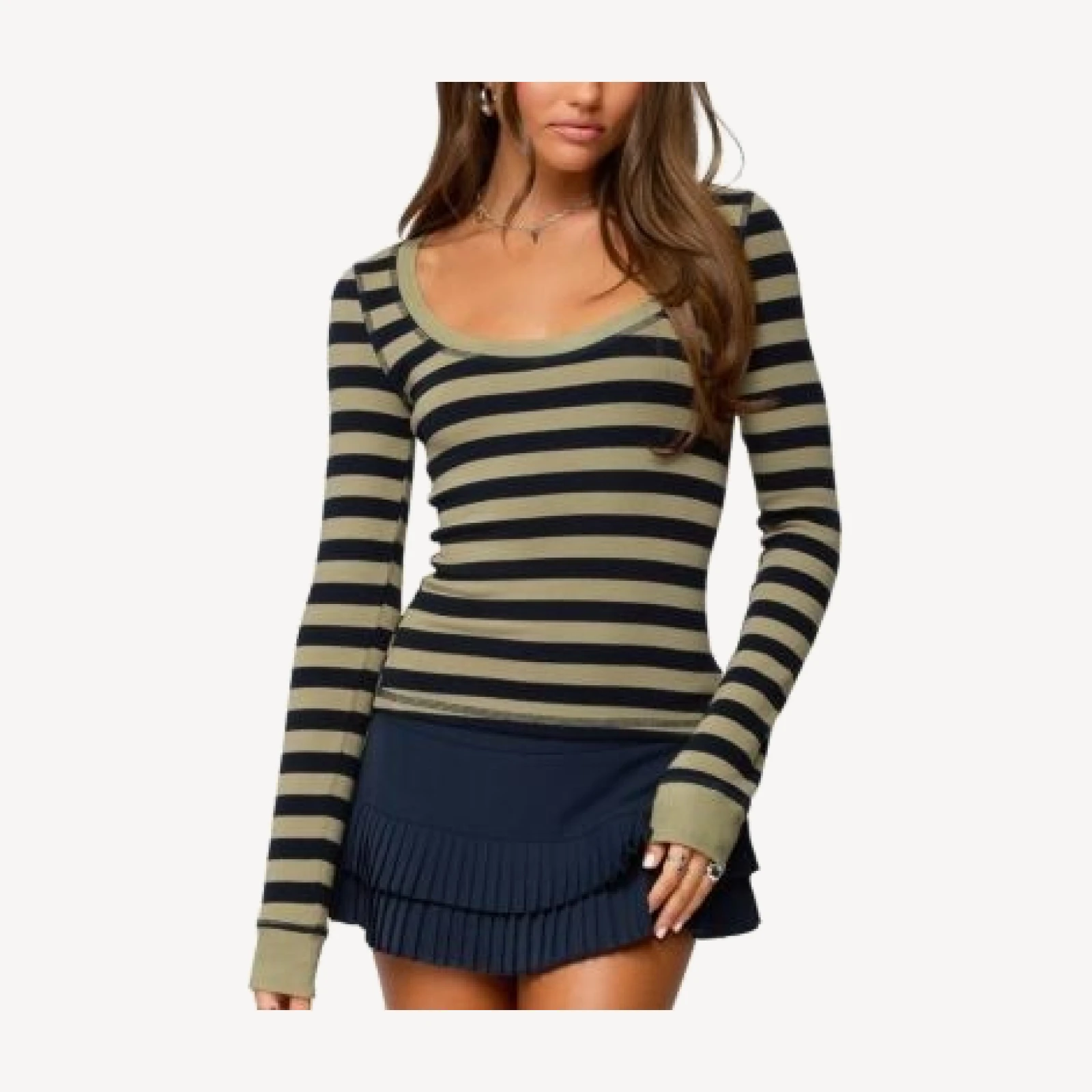 Edikted Rainey Striped Long Sleeve Top