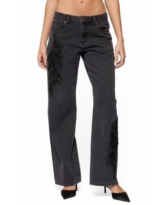 Edikted Rossa Beaded Low Rise Baggy Jeans