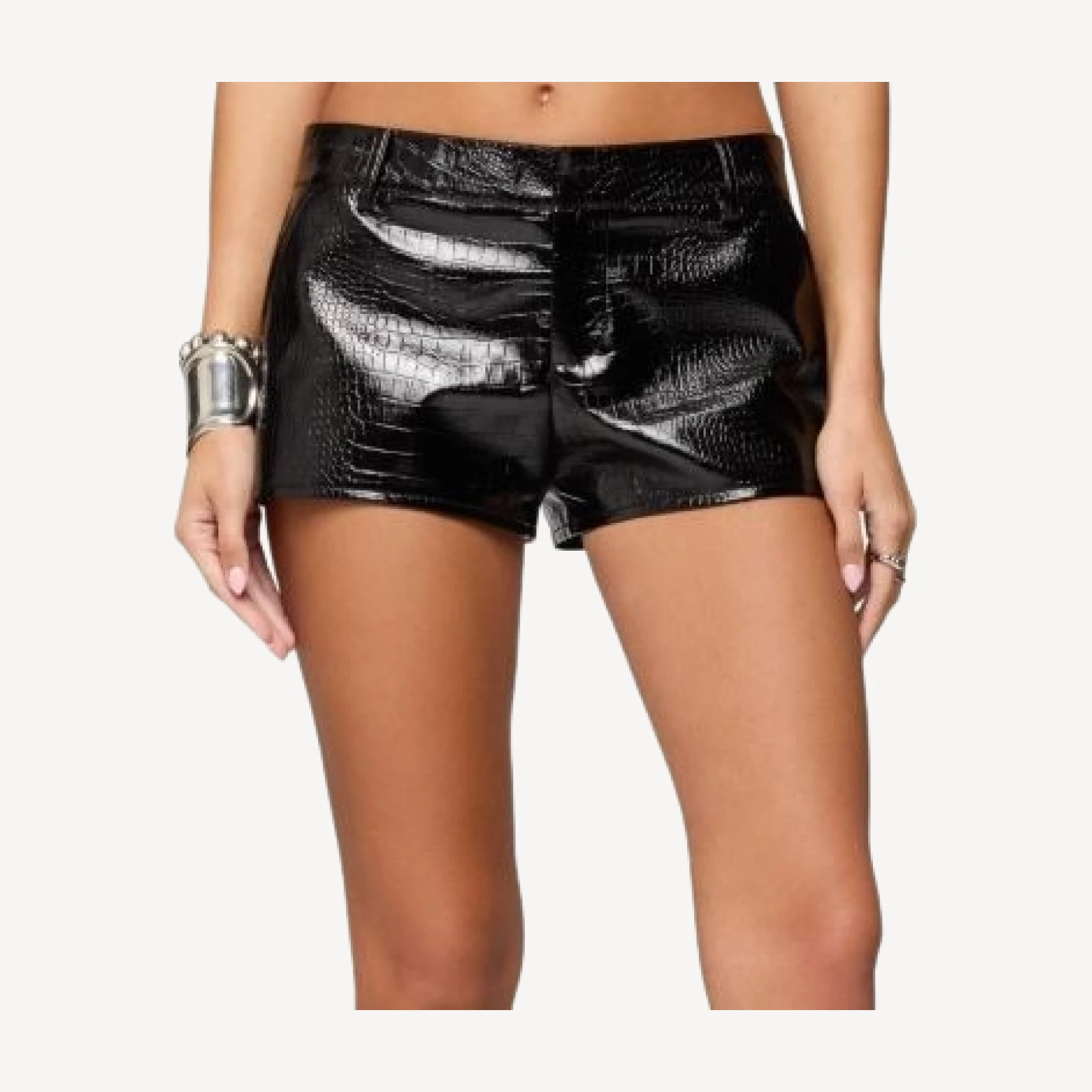 Edikted Matilde Faux Crocodile Leather Shorts