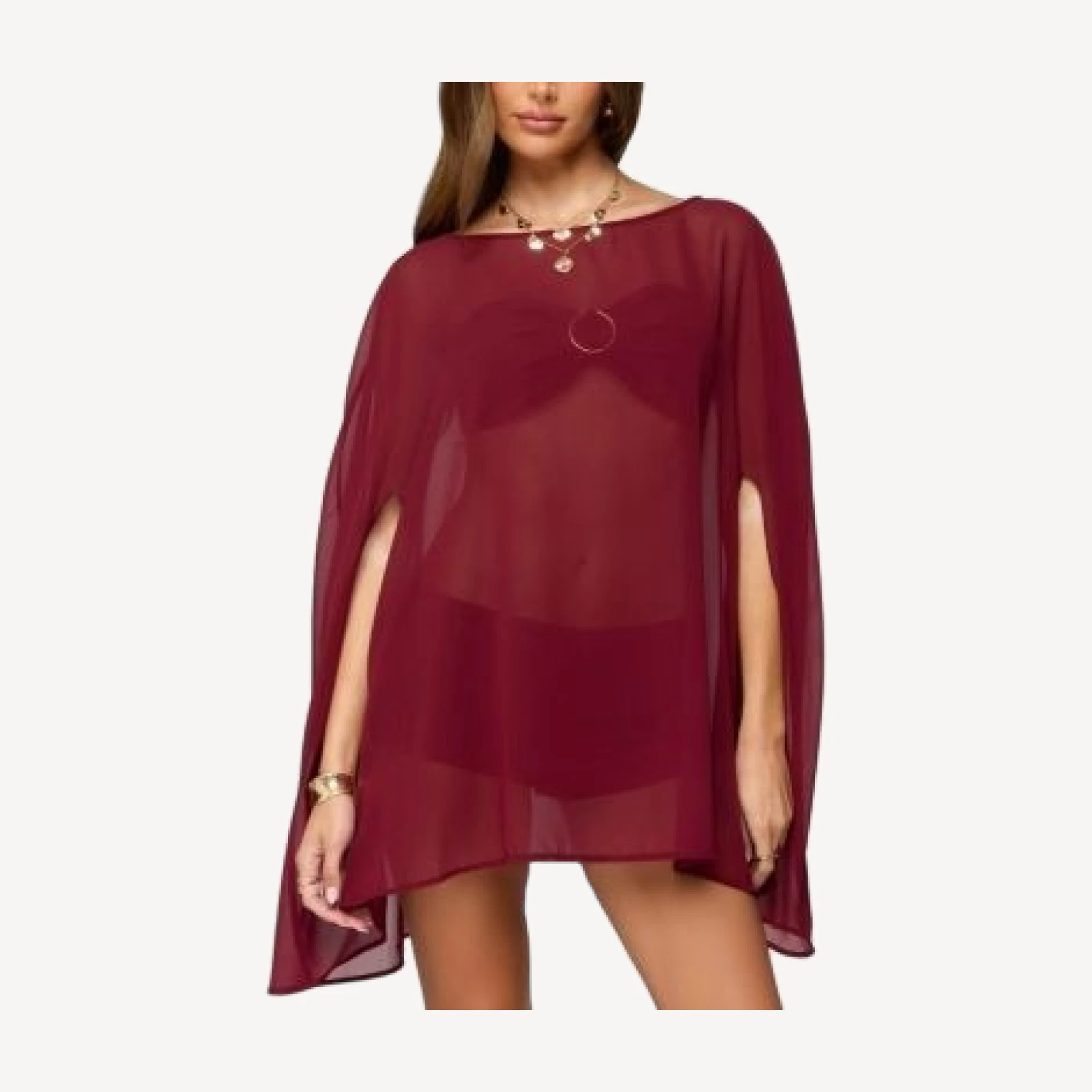 Edikted Mckenzie Sheer Chiffon Poncho