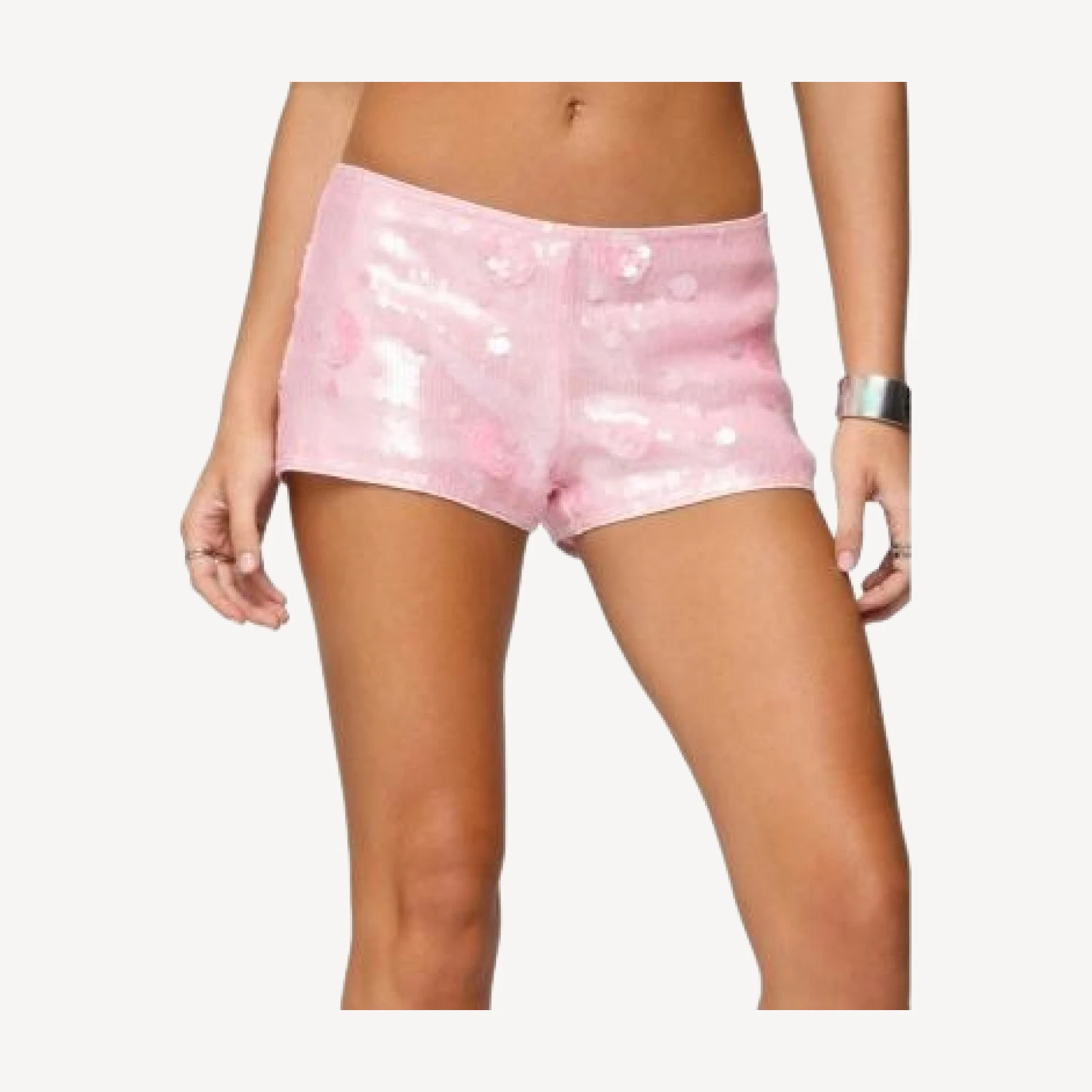 Edikted Lizzie Flower Sequin Micro Shorts