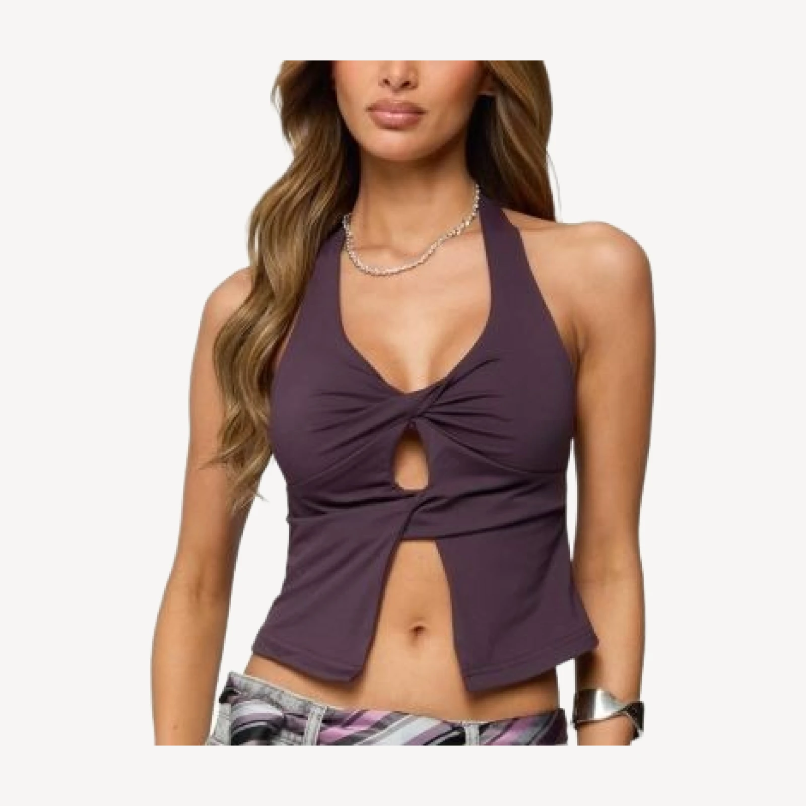 Edikted Prima Twisted Split Front Halter Top