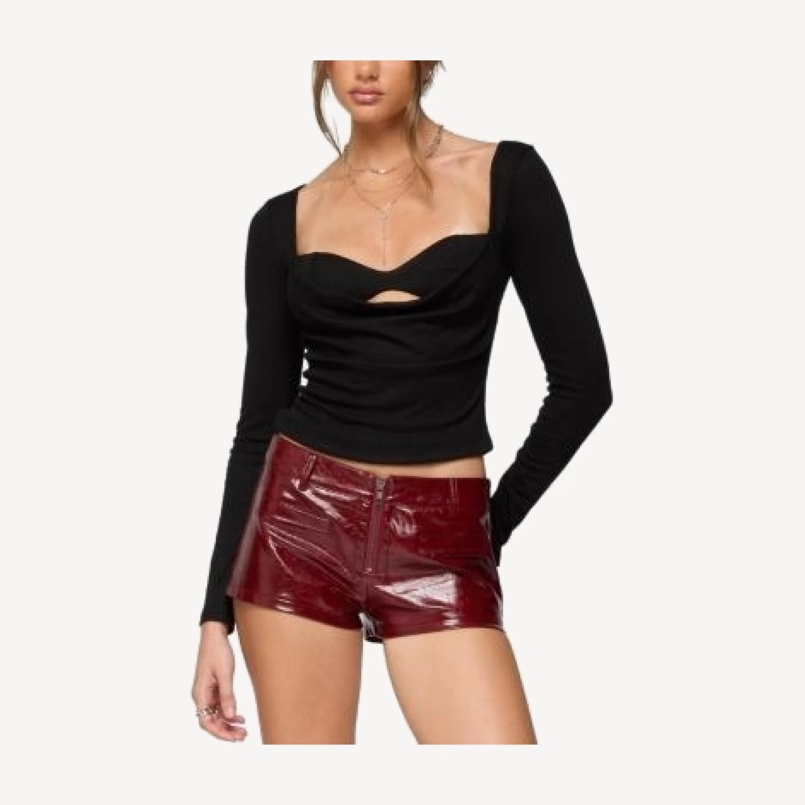 Edikted Oaklyn Layered Bra Cowl Neck Top