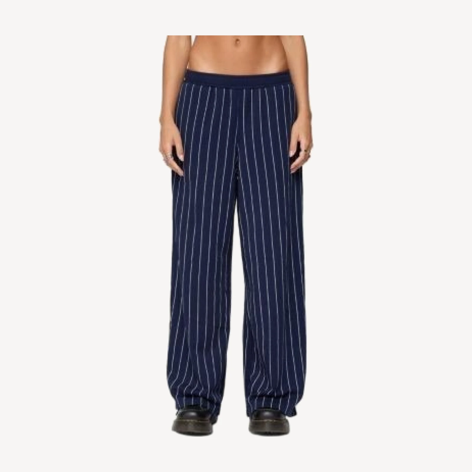 Edikted Mercer Pinstripe Wide Leg Sweatpants