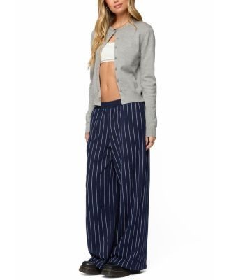 Edikted Mercer Pinstripe Wide Leg Sweatpants