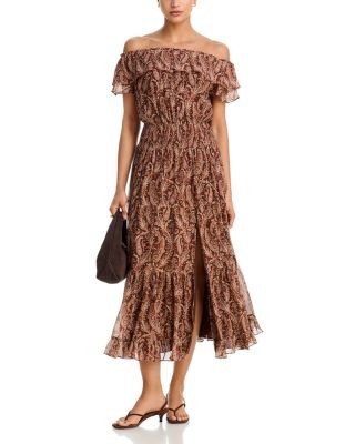 Paige Alistar Off The Shoulder Midi Dress