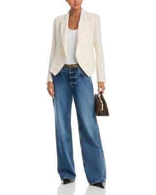 L'Agence Emerson Structured Denim Blazer in Vintage White