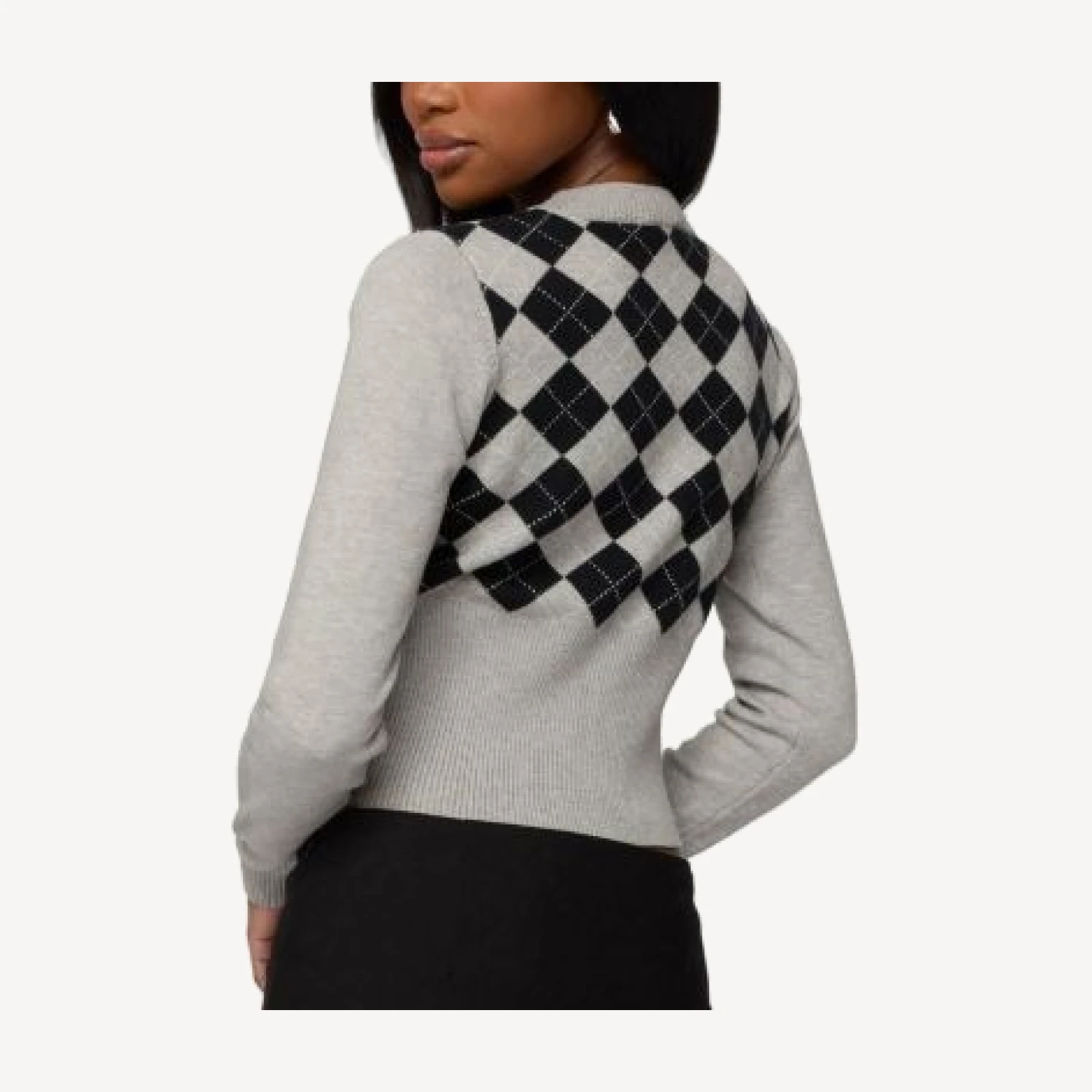 Edikted Noya Argyle Knit Cardigan
