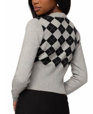 Edikted Noya Argyle Knit Cardigan