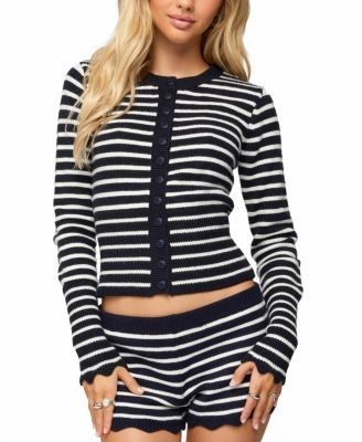 Edikted Soren Contrast Striped Knit Cardigan