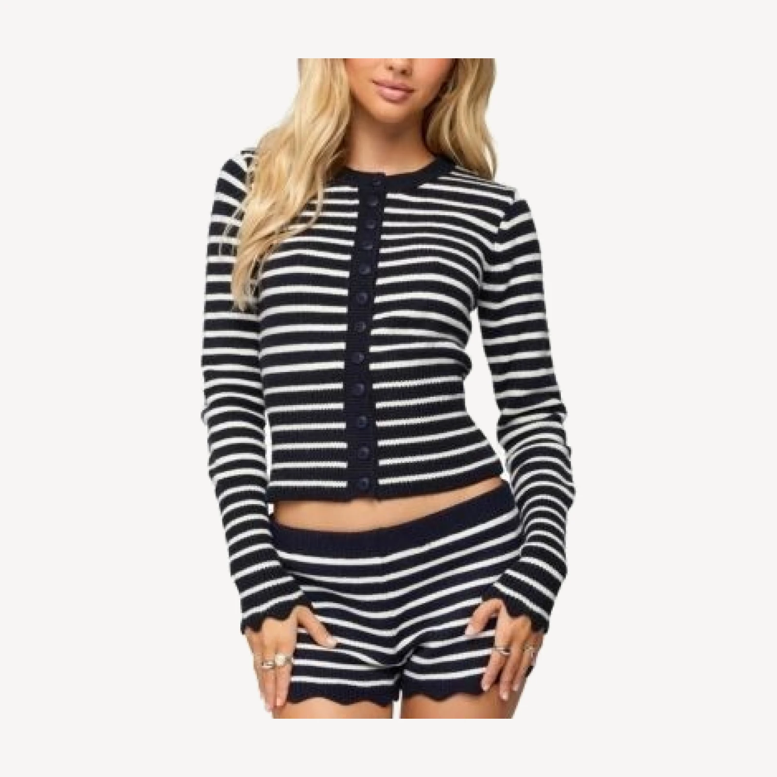 Edikted Soren Contrast Striped Knit Cardigan