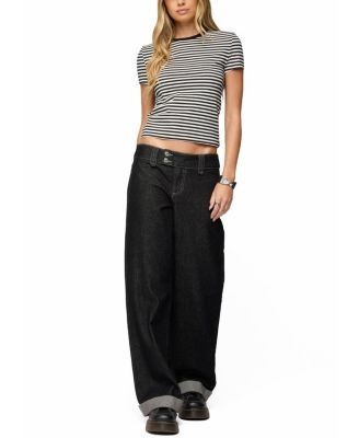 Edikted Cuffed Low Rise Straight Leg Jeans