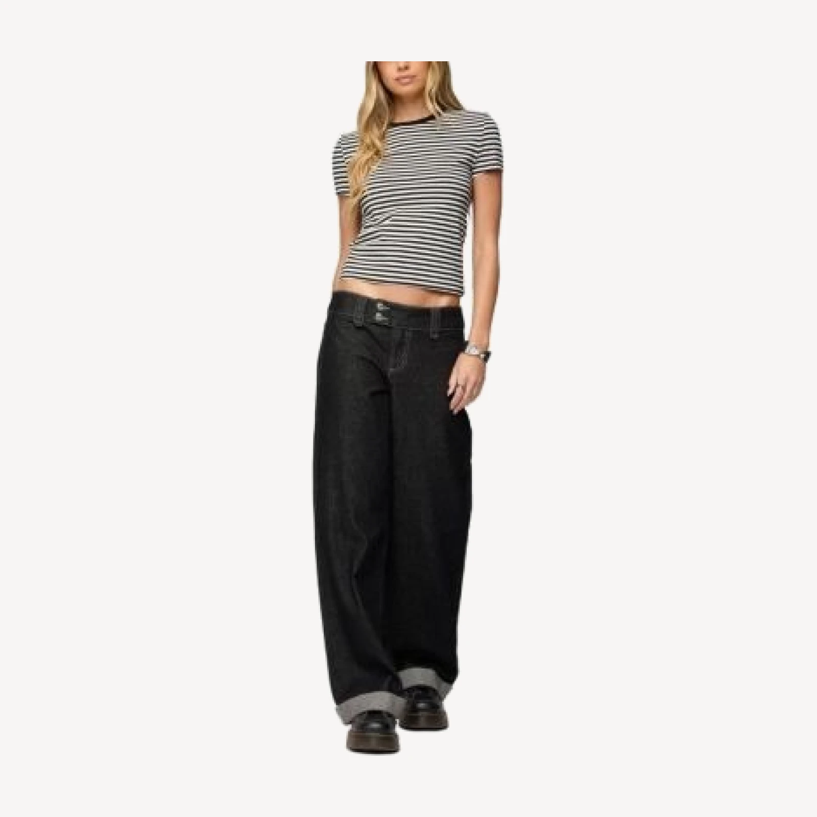 Edikted Cuffed Low Rise Straight Leg Jeans