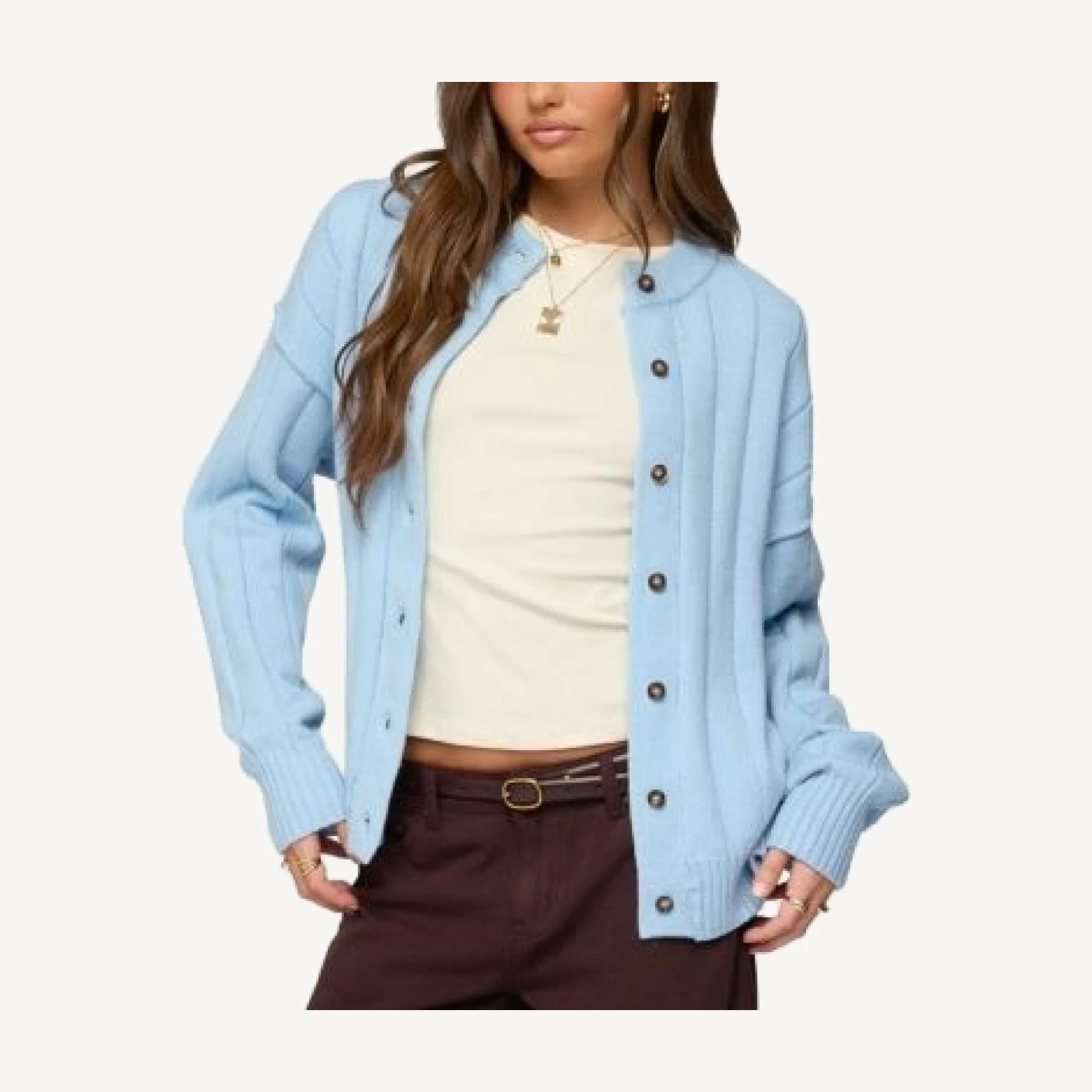 Edikted Joanie Wide Ribbed Knit Cardigan