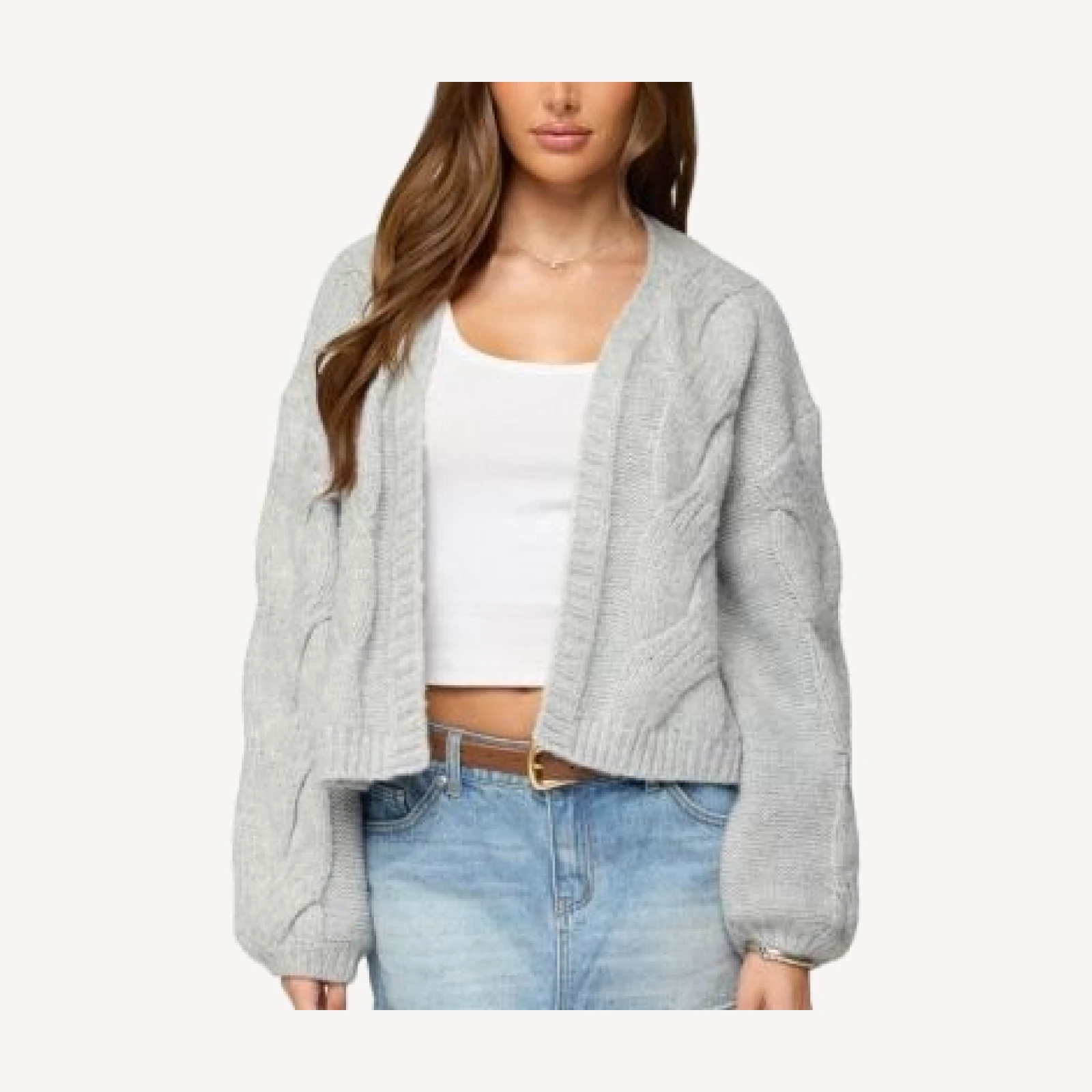Edikted Braiden Chunky Cable Knit Cardigan