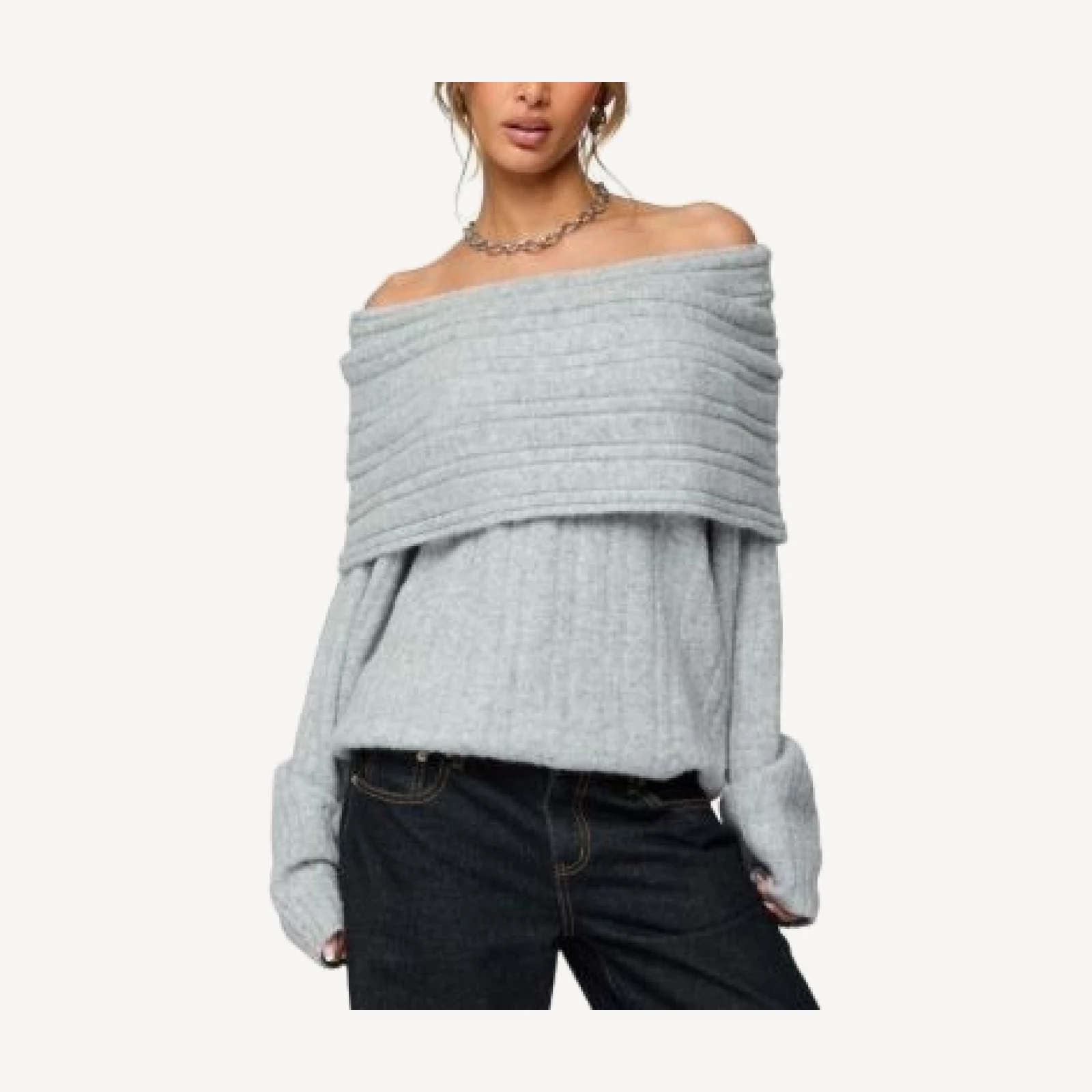Edikted Kadenna Oversized Off Shoulder Sweater