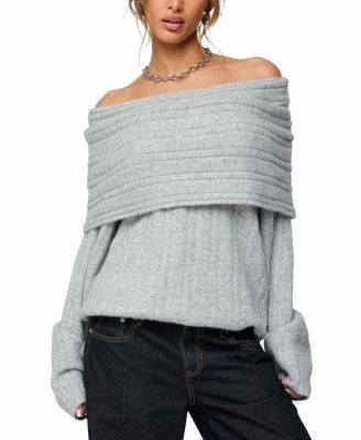 Edikted Kadenna Oversized Off Shoulder Sweater